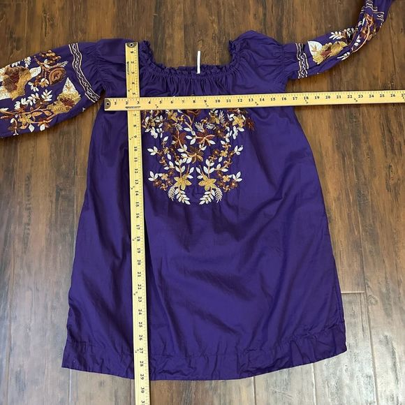 FREE PEOPLE Embroidered Fleur Du Jour Shift Mini Dress Purple - Picture 12 of 12